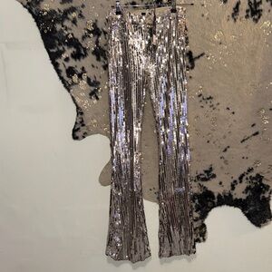 Fashion Nova Glittering Silver Sequin Pants